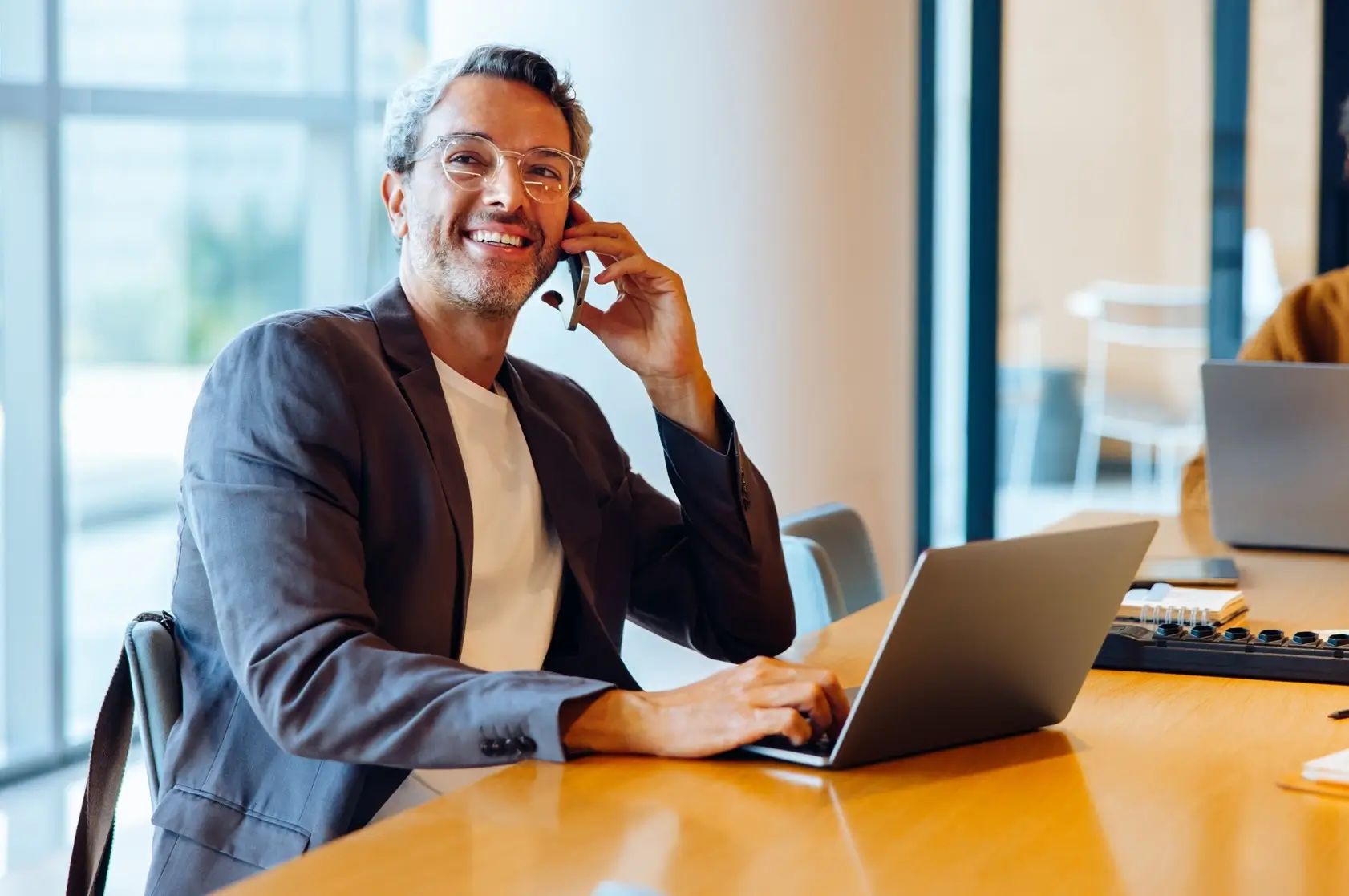 Smiling man calling
